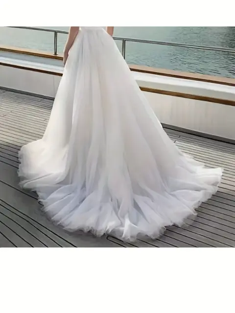 Temu ad: A 5-layer 150cm White Petticoat, High-waisted Elastic Waistband Design, Fluffy…