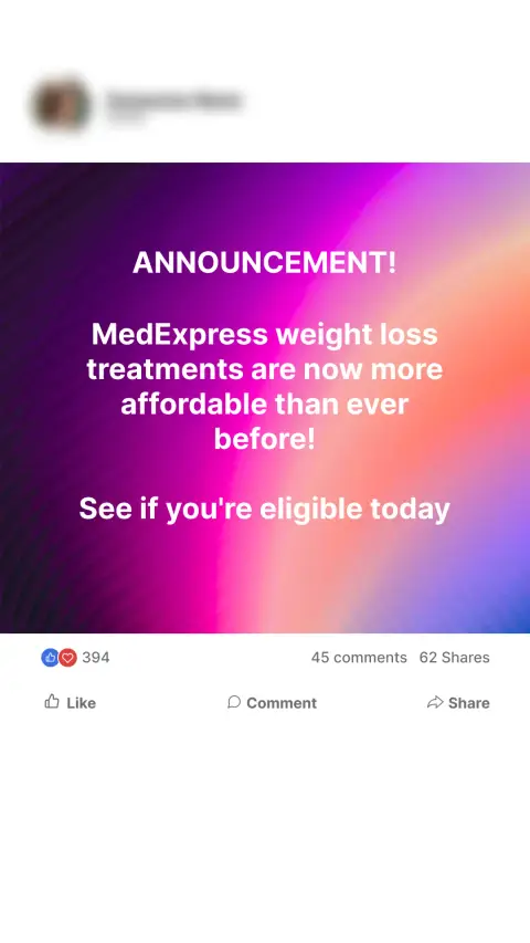 MedExpress ad: Weight loss under £50