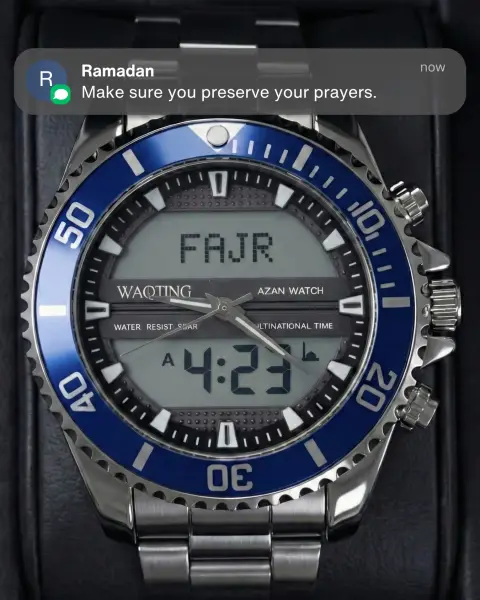 Waqting Watches ad: Stay Consistent in Your Prayers.