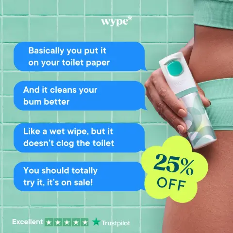 Wype ad: Your tush will thank you 🍑💙