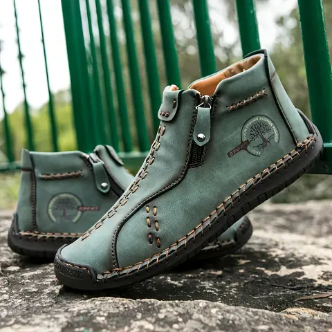 Shoptemu ad: Kezzly Men's Vintage Zipper Boots - Round Toe Short Ankle Boots With Rubber…