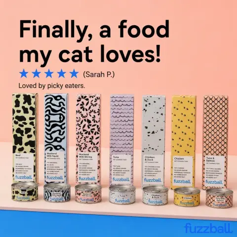 Fuzzball ad: Highest Protein Cat Food in the UK