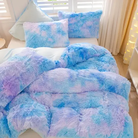 Temu Europe ad: 3pcs Pinch Pleated Duvet Cover Set (1 Duvet Cover And 2 Pillowcases)…