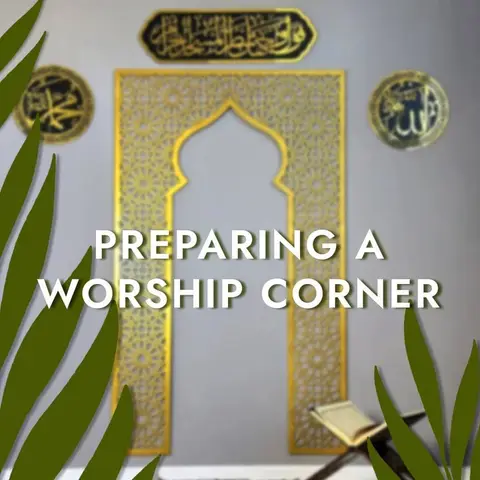 Islamic Wall Art Store ad: Create a peaceful prayer corner at home! 🌿🕌 The metal mihrab design, with…