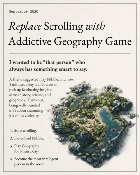Nibble ad: Explore the World in Minutes