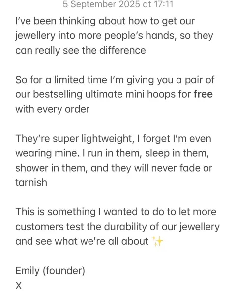Milly Grace ad: Tarnish-Free Jewellery For Life