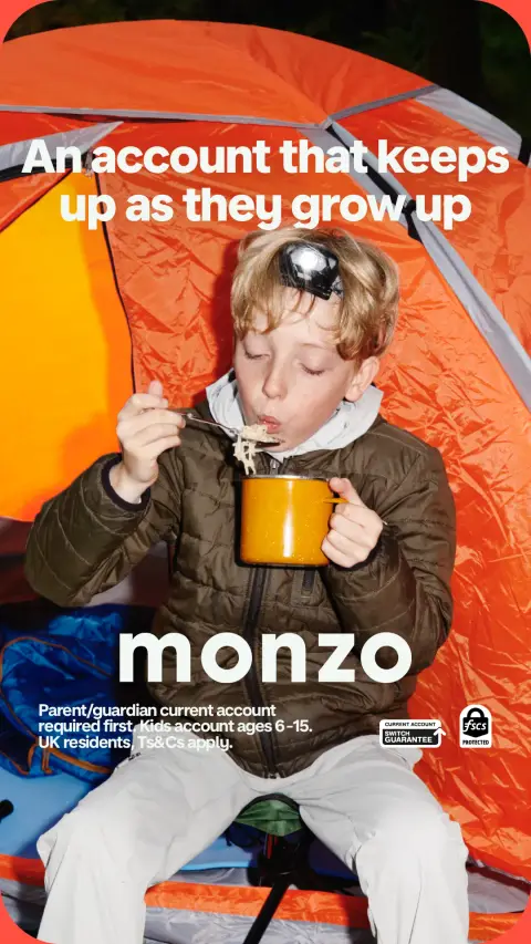 Monzo ad: Get the free bank account for under 16s
