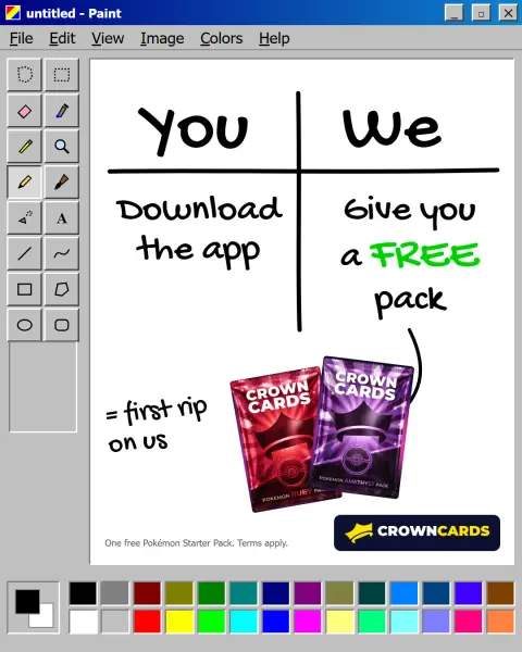 CrownCards - Rip Packs ad: Rip Now!