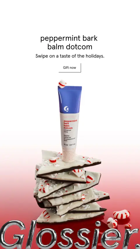 Glossier ad: Peppermint Bark Balm Dotcom