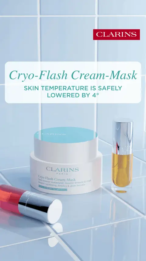 Clarins ad: Inspired by the latest cryotherapy techniques