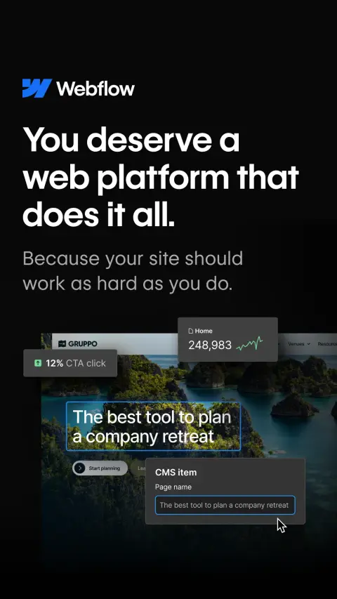 Webflow ad: Building is the beginning