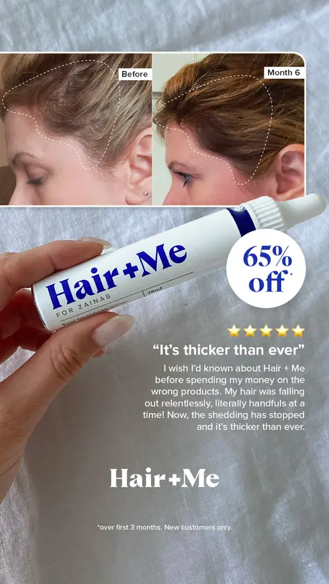 Hair + Me ad: Hair regrowth starts here