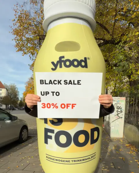 yfood ad: BLACK SALE 🖤🎉 up to 30% off