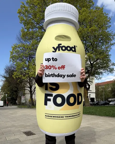 yfood ad: BIRTHDAY SALE 🎂 up to 30% off! 🎉