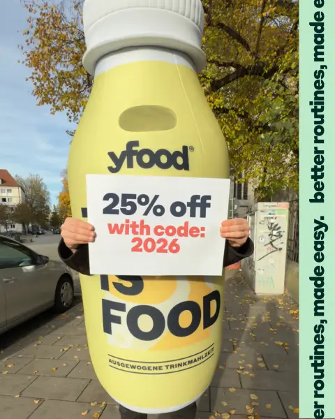 yfood ad: 25% off everything – Code: 2026
