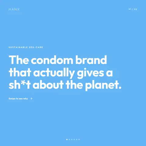HANX ad: The condom brand that actually gives a sh*t about the planet: vegan ✓…