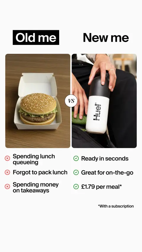 Huel ad: 40g of protein. Ready in seconds.