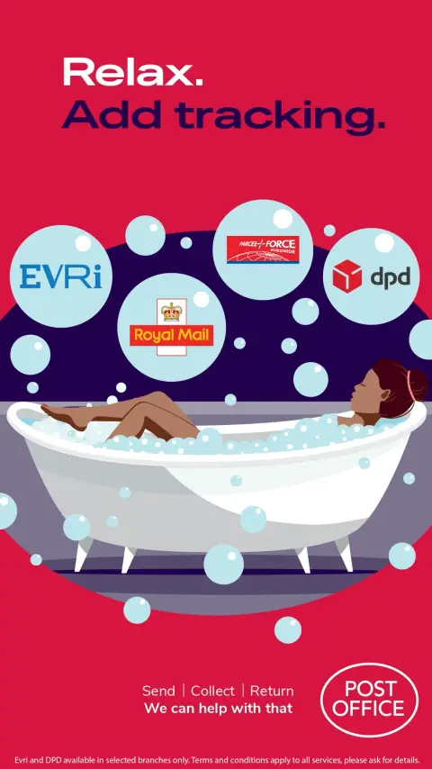 Post Office ad: Relax. Add tracking.