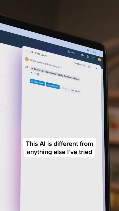 ClickUp ad: Work at superspeed with ClickUp Brain
