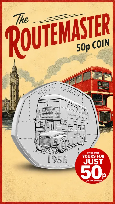The Westminster Collection ad: All Aboard for the NEW British Bus 50p