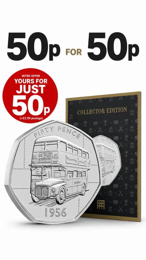 The Westminster Collection ad: All Aboard for the NEW British Bus 50p