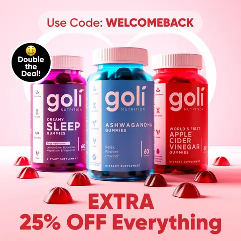 Goli ad: Double the Deals! EXTRA Savings with Code WELCOMEBACK! 💰✨ Hurrryyyyyy! ⏳
