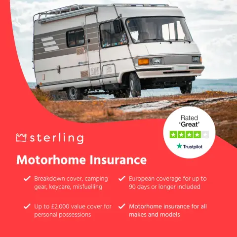 Sterling Insurance ad: Motorhome Insurance To Suit Your Needs