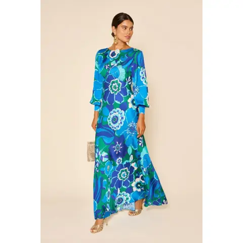 RIXO ad: Marni - Miami Floral Emerald Occasion Dress