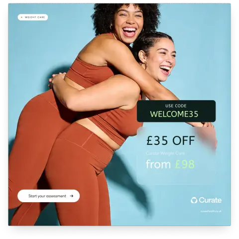 Curate Health ad: Expert-Led Weight Management