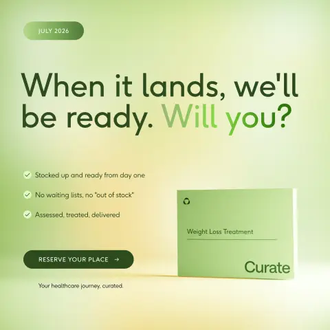 Curate Health ad: From just £3.13 a day.