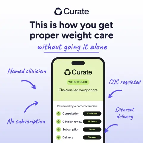 Curate Health ad: A Clinician, Not Just a Checkout