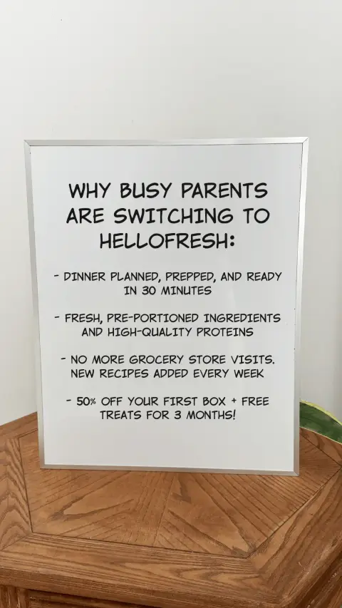 HelloFresh ad: Get 50% off your first box and free treats for 3 months