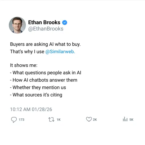 Similarweb ad: Get mentioned in AI