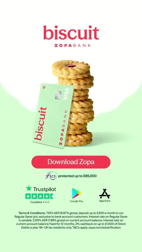 Zopa ad: Biscuit. More dough, less effort